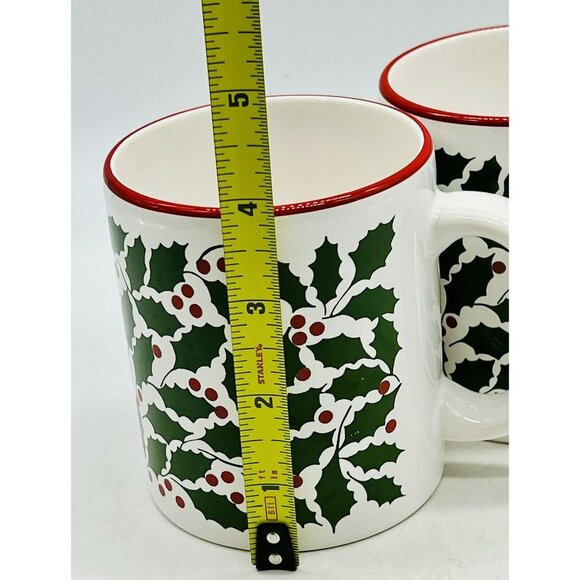 Waechtersbach SPAIN White Christmas Green Holly Red Berries Coffee Mug Lot of 2 - Picture 9 of 9